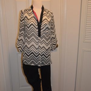 Black and White Sheer Dress Top